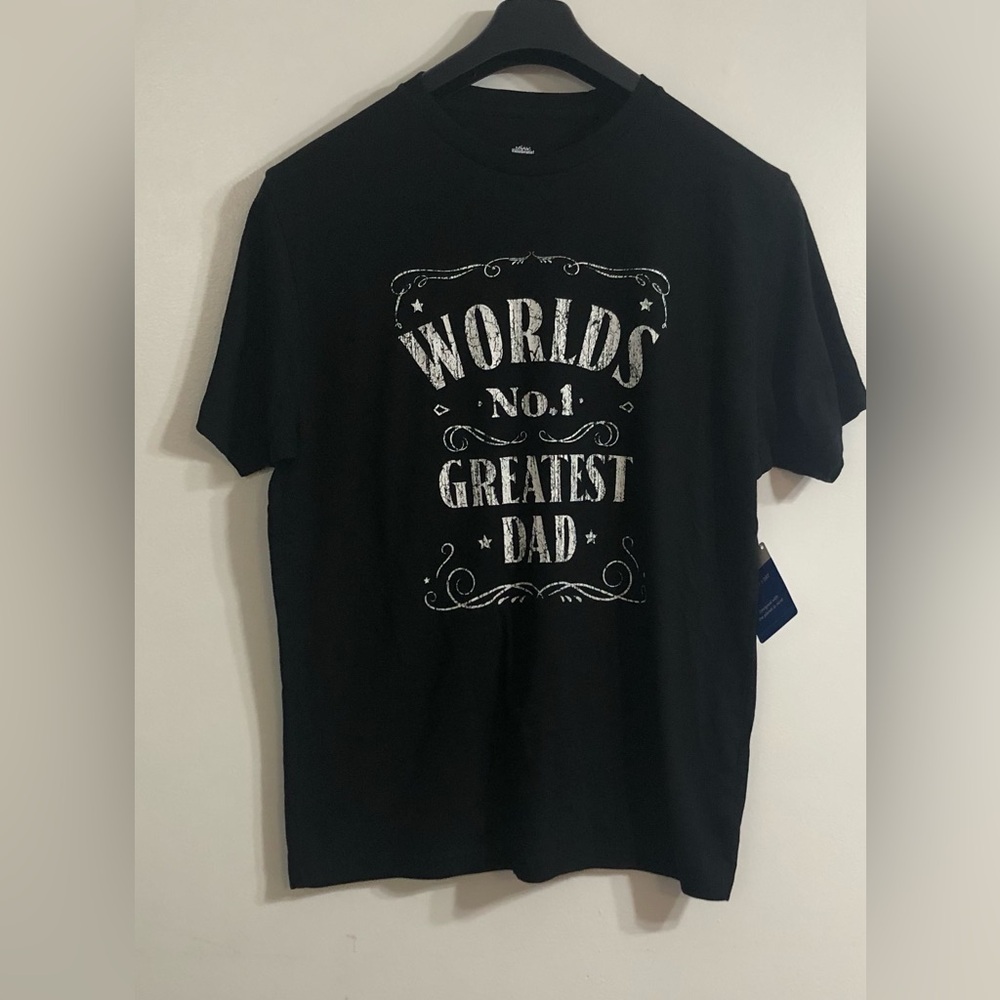 Men’s T-shirt Worlds no.1 Greates Dad graphic crewneck black.L(42/44)
